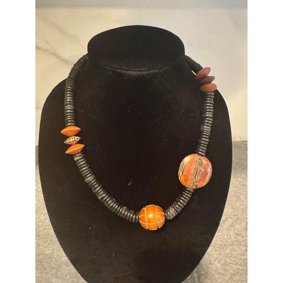 Vintage Tribal Wood Bead Necklace - Picture 1 of 4